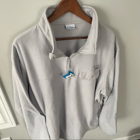 NWT Columbia Oversize Fleece Pullover Sweater Jacket Grey/White Size XXL - Picture 3 of 16